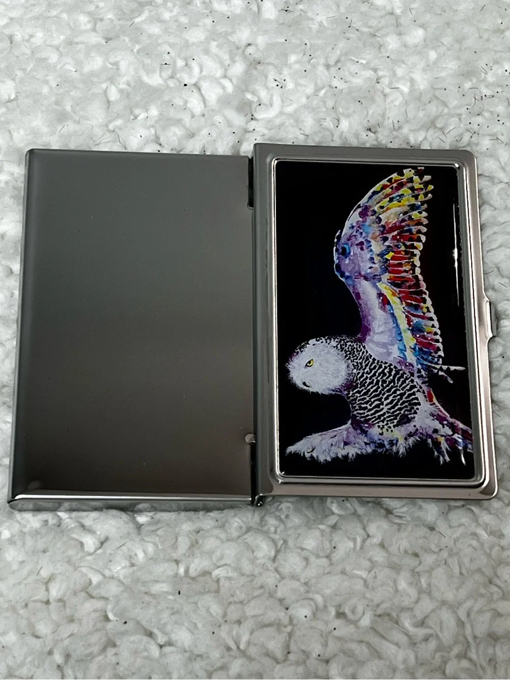 Lucy Lu Designs Owl Stainless Business Card Case